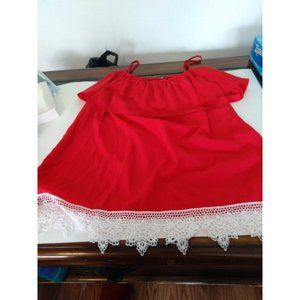 Red off the shoulder, spaghetti strap blouse